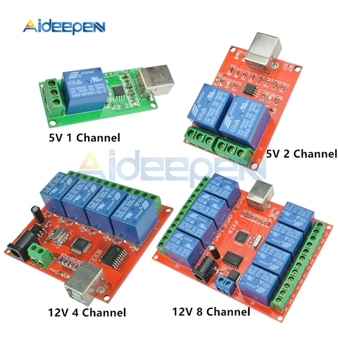 5 в 12 в 1 2 4 8 канальный USB релейный переключатель управления программируемое Компьютерное управление для умного дома ПК умное управление ► Фото 1/6
