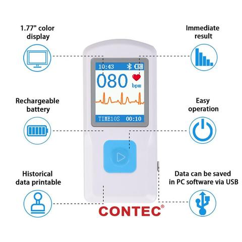 Портативный ЭКГ машина пульса монитор LCD USB Bluetooth + бесплатное программное обеспечение ► Фото 1/6