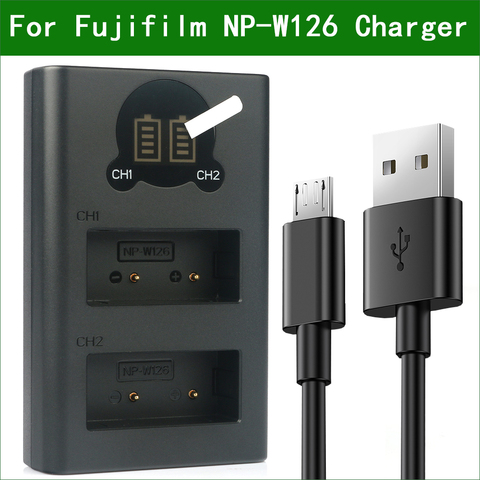 NP-W126 W126S BC-W126 Dual USB Зарядное устройство для ЖК-дисплея с подсветкой Fujifilm X100F X100V X-PRo1 X-PRo2 X-A1 X-A2 X-A3 X-A5 X-A7 X-A10 BC-W126 X-S10 ► Фото 1/6