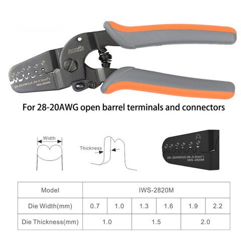 IWS-2820 щипцы плоскогубцы IWISS мини микро открытый баррель обжимные инструменты для AWG28-20 JAM Molex Tyco JST2.54 клеммы и разъемы ► Фото 1/6