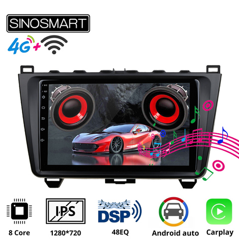 SINOSMART автомобильный gps-навигационный плеер для Mazda 6, поддержка BOSE Soundsport, бесплатное аудио, 8-ядерный процессор, DSP поддержка 4G LTE 2008-12 ► Фото 1/3