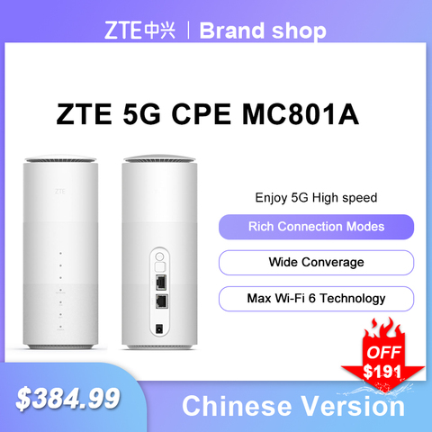 Новый ZTE MC801A CPE 5G Wi-Fi маршрутизатор 6 SDX55 НСА + SA N78/79/41/1/28 802.11AX Wi-Fi модем маршрутизатор 4g/5g Wi-Fi маршрутизатор сим-карта ► Фото 1/6