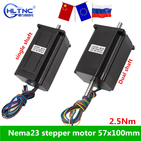 Nema 23 шаговый двигатель 57x100 мм 2,5 нм Nema23 шаговый двигатель с ЧПУ 357Oz-in D = 8 мм для станка с ЧПУ, 3D принтера ► Фото 1/6