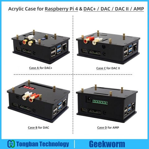 Акриловый чехол Geekworm Raspberry Pi 4 для Raspberry Pi 4, Модель B и DAC +/DAC II/AMP, плата расширения звука ► Фото 1/6