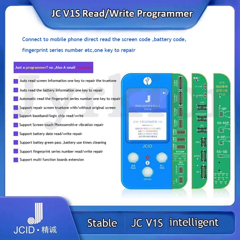 Считыватель телефонного кода JC V1S, Фоточувствительный сенсорный экран, сканер отпечатка пальца, серийный номер, программатор для iPhone 7, 8, X, 11 ... ► Фото 1/6