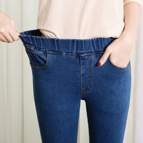 Женские эластичные джинсы скинни с завышенной талией джинсы размера плюс 5XL 6XL модные женские, черные, синие, карман джинсы в винтажном стиле... ► Фото 1/6