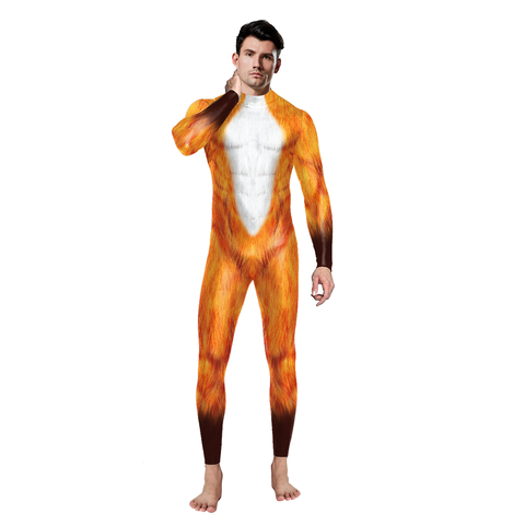 Модные костюмы VIP 2022 на Хэллоуин для мужчин, боди для косплея с животными, костюмы для косплея с 3D-принтом леопарда ► Фото 1/6