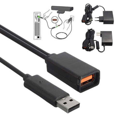 Черный AC 100V-240V Питание ЕС переходник зарядка через USB Зарядное устройство для Microsoft для Xbox 360 XBOX 360 игровой Кинект-Сенсор ► Фото 1/6