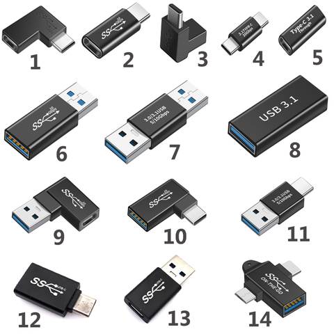 Usb 3.1 Micro usb Type-c 2 в 1 otg разъем питания зарядный адаптер Type-C Удлинительный кабель для ноутбука Планшета Телефона ► Фото 1/6