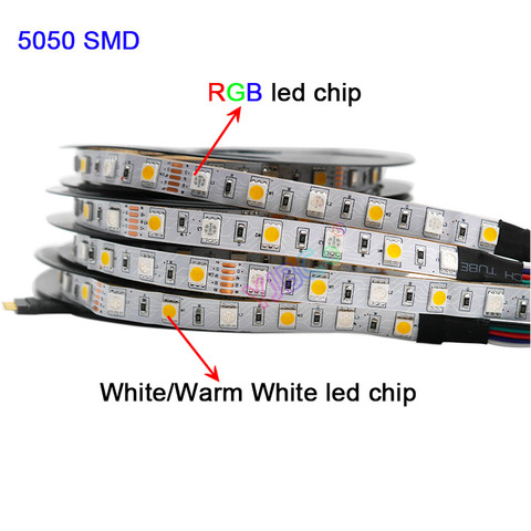 Светодиодная лента RGB SMD 5050, 12 В, 24 В, водонепроницаемая, 5 м, 300 светодиодов ► Фото 1/4