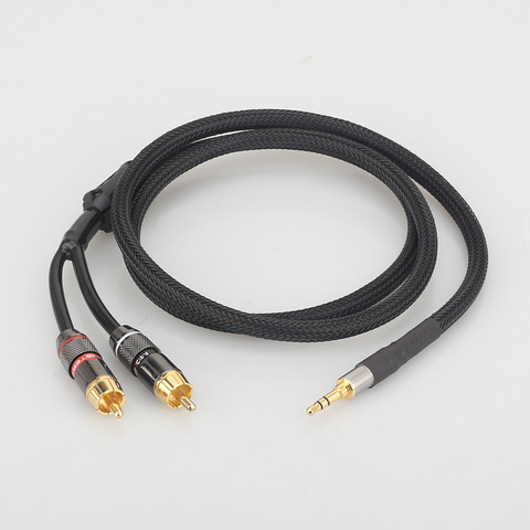 Кабель Hi-Fi A53 + XW60, аудиокабель RCA, провод аудиосигнала, штекер 3,5 мм, прямой разъем aux, преобразует два RCA штекера ► Фото 1/6