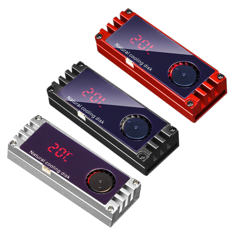 M.2 NVMe PCIE радиаторы SSD радиаторы OLED цифровой температурный дисплей термальные прокладки M.2 Охлаждающий радиатор вентилятора алюминиевый спл... ► Фото 1/6