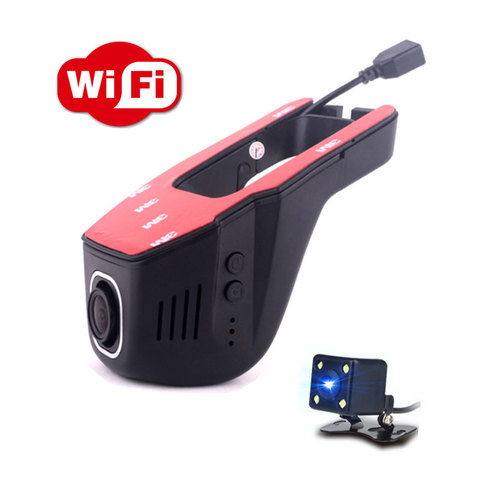 Jiluxing 1080P mini WIFI Автомобильный видеорегистратор с двумя камерами, видеорегистратор, автомобильные камеры, видеорегистратор с управлением чер... ► Фото 1/6