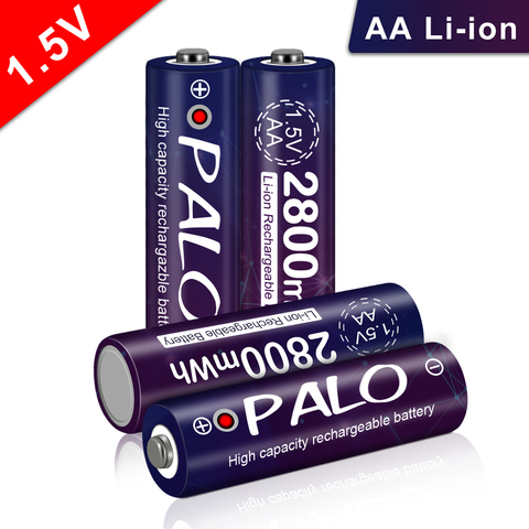 Литий-ионная аккумуляторная батарея PALO 1,5 в AA, 2 А, 1,5 в, МВт/ч, литий-ионная полимерная аккумуляторная батарея, батареи для термометра ► Фото 1/6