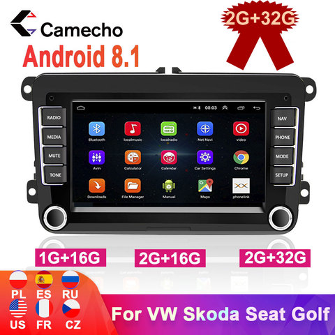 Camecho 2Din Автомагнитола Android 8,1 Автомобильный мультимедийный плеер GPS стерео для VW/Volkswagen/Golf/Octavia/golf 5/touran/passat b6/polo ► Фото 1/6