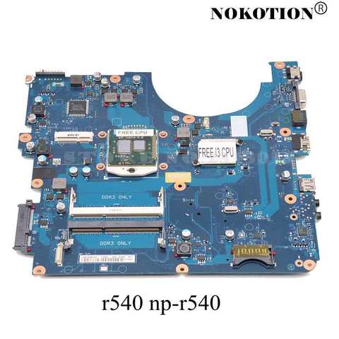 NOKOTION материнская плата для ноутбука samsung R540, материнская плата для ноутбука HM55, DDR3, бесплатные ЦП, для samsung R540, для ноутбука, с процессором, для ноутбука, с процессором, для samsung R540, с процессором, для ноутбуков, с процессором, для  ► Фото 1/6