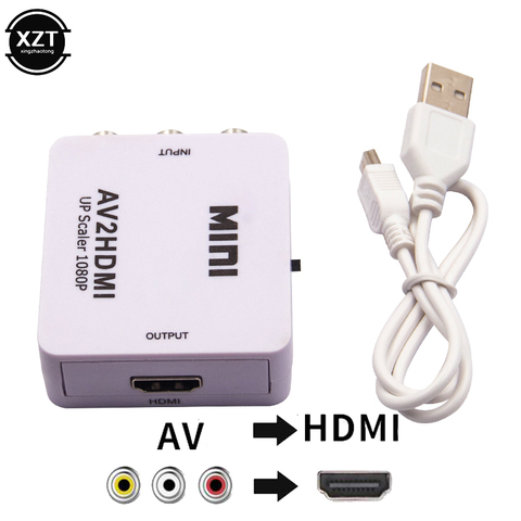 Мини-конвертер AV2HDMI RCA AV HDMI CVBS в HDMI, преобразователь AV в HDMI, видеоадаптер для HD ТВ, ПК, DVD, Xbox, проектора ► Фото 1/6