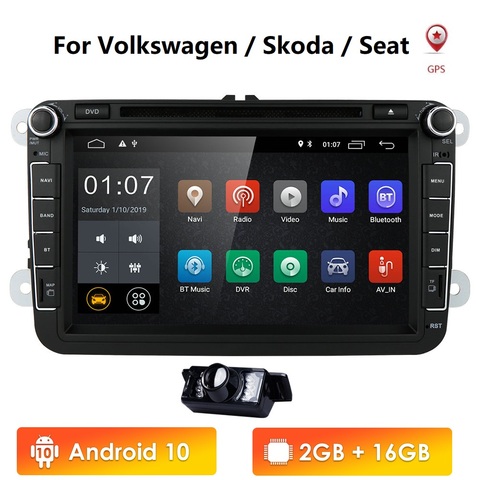 Автомобильный DVD-плеер 2DIN, Android 10, 8 дюймов, для VW POLO, GOLF 5, 6, POLO, PASSAT B6, CC, JETTA, TIGUAN, TOURAN, EOS, SHARAN, SCIROCCO, CADDY с 4GGPS Navi ► Фото 1/6