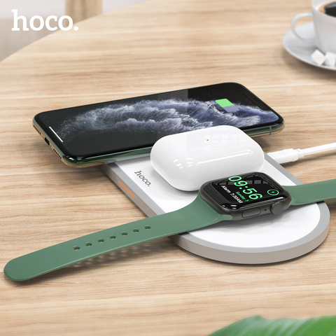 HOCO 3 в 1 Беспроводное зарядное устройство для iphone 11 Pro X XS Max XR для Apple Watch 5 4 3 2 Airpods Pro Быстрая зарядка Подставка для Samsung S20 ► Фото 1/6