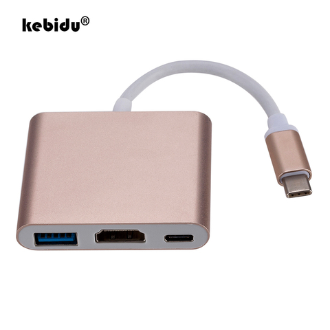 Адаптер-конвертер kebidu Type c-HDMI, адаптер Usbc-Hdmi 3,1 HDMI/USB 3,0/Type C, алюминиевый концентратор Type-C для Macbook ► Фото 1/6