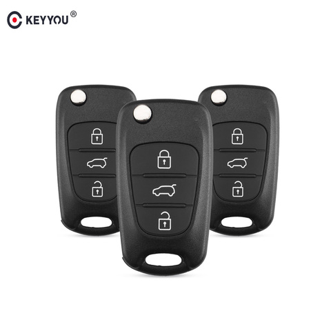 KEYYOU 3 кнопки откидной Складной Дистанционный автомобильный чехол для ключей чехол для Hyundai Avante I30 IX35 Kia K2 K5 Sorento Sportage ► Фото 1/6