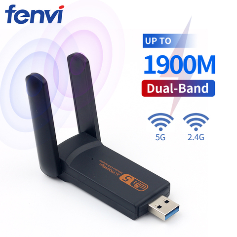 Двухдиапазонный 1900 м USB 1200 Wifi 2,4 Мбит/с AC600 USB 802.11ac wifi адаптер для ПК ноутбука беспроводная сеть Wlan для рабочего стола G 5G антенна ► Фото 1/6