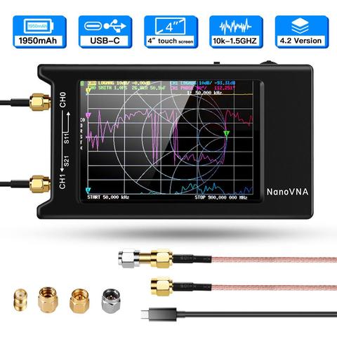 Оригинальный Векторный анализатор сети Hugen NanoVNA-H4 4,0 дюйма, версия 4,2, батарея 1950 мАч, анализатор HF VHF UHF антенны ► Фото 1/6