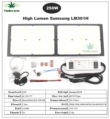 Суперъяркий Samsung LM301H с регулируемой яркостью, 150 вт, 240 вт, 3000K/3500K, нм, уф, ик светодиодный светильник для выращивания, квантовый светодиодный м... ► Фото 1/6