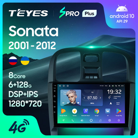 TEYES SPRO Plus Штатная магнитола For Хендай Соната EF рестайлинг For Hyundai Sonata EF рестайлинг 2001 - 2012 Android 10, до 8-ЯДЕР, 2DIN автомагнитола 2 DIN DVD GPS мультимедиа автомобиля головное устройство ► Фото 1/6