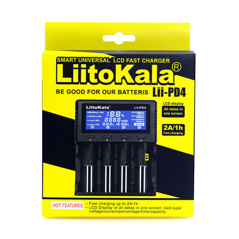 Зарядное устройство LiitoKala Lii-PD4 500 PL4 402 202 S1 S2 для литиевых и никель-металлогидридных аккумуляторов 18650 26650 21700 18350 AA AAA 3,7 в/3,2 в/1,2 в ► Фото 1/6