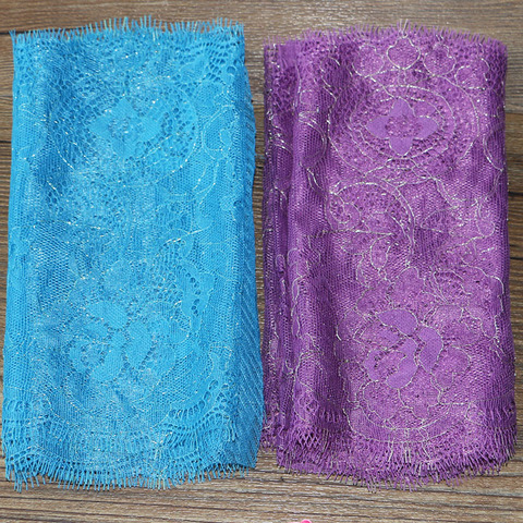 Длина 1 м, ширина 20 см, синяя, фиолетовая кружевная ткань, сделай сам, текстиль, декоративная ткань ► Фото 1/3
