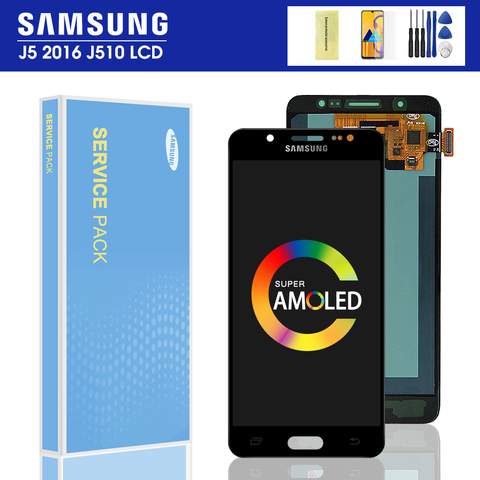 Оригинальный 5,2 ''ЖК дисплей для SAMSUNG Galaxy J5 2016 дисплей с сенсорным экраном для Samsung J510 J510F J510FN J510M J510H Super AMOLED с ЖК-дисплеем ► Фото 1/6