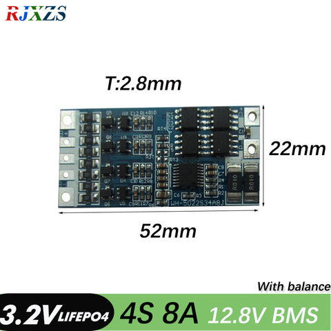 Фосфатная плата для защиты аккумулятора 8A LiFePO4 BMS 12,8 В 14,4 В 18650 PCM для аккумуляторной батареи 12 В с балансировкой ► Фото 1/2