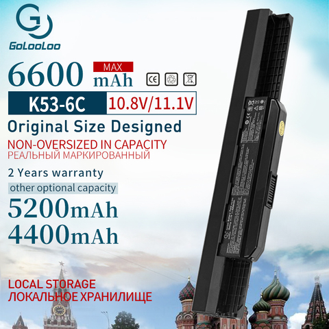 6600 мАч, 6 элементов, флейта, новинка, флейта, k53, K53SV, K53, K53B, K53BY, K53E, K53F, K53J, K53S, K53SD, K53SJ, x54h, k53t ► Фото 1/5