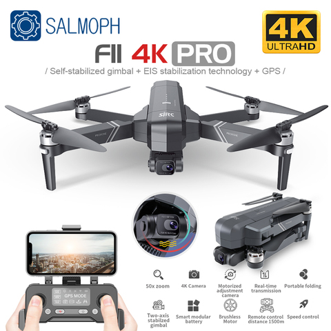 Дрон SJRC F11 PRO 4K GPS с Wi-Fi, FPV 4K HD-камерой, двухосевой стабилизатор anti-shake Gimbal F11, бесщеточный Квадрокоптер Vs SG906 Pro 2 Dron ► Фото 1/6