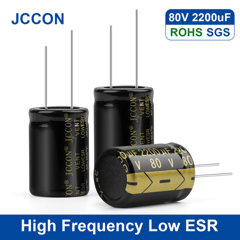 JCCON Высокочастотный Низкочастотный алюминиевый конденсатор ESR 80 в 2200 мкФ 10 шт. DIY Электронный Суперконденсатор 22x30 мм ► Фото 1/6