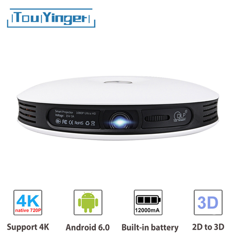 Портативный домашний кинотеатр TouYinger G4, Android DLP 2D в 3D проектор Wi-Fi для телефона, Full HD, 4K, передача видео, Bluetooth, HDMI ► Фото 1/6