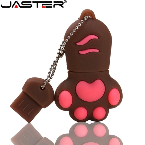 USB флеш-накопитель JASTER Red Cat Paw, флешка 8 ГБ 16 ГБ 32 ГБ 64 Гб 128 ГБ USB 2,0, флеш-память, мультяшный флеш-накопитель ► Фото 1/6