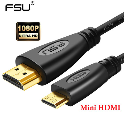 Кабель Mini HDMI-HDMI штекер-штекер 1080P 3D для камеры планшета проектора высокоскоростной позолоченный мини HDMI 1 м 2 м 1,5 м кабель HDMI ► Фото 1/6