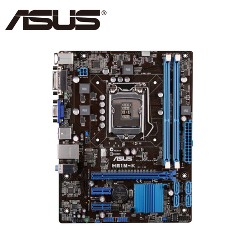 Материнская плата для ASUS, б/у, для intel LGA 1155 DDR3 USB2.0 16 Гб DVI VGA H61, системные платы для настольных ПК ► Фото 1/4