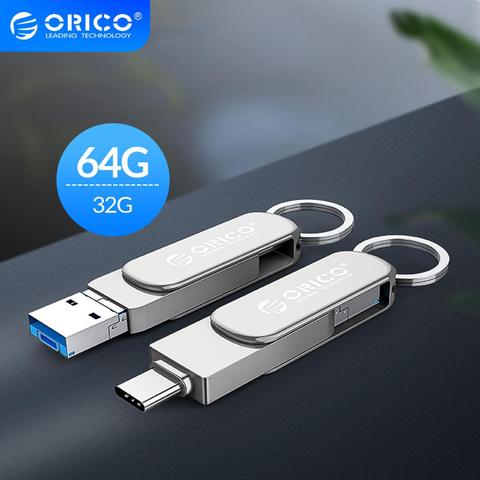 ORICO USB флеш-накопитель 3-в-1 Тип-C USB3.0 Micro-B 64 Гб оперативной памяти, 32 Гб встроенной памяти, USB3.0 флэш-память USB флешки флэш-памяти OTG U диск для телефона/планшета/ПК ► Фото 1/6