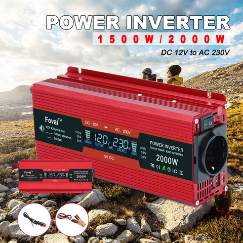 DC12V к переменному току 220V 2000W полный Мощность инвертор модифицированная ЖК-монитор Синусоидальная волна Дисплей штепсельная вилка европейского стандарта автомобиля Vehical трансформатор инверсор 12v 220v ► Фото 1/6