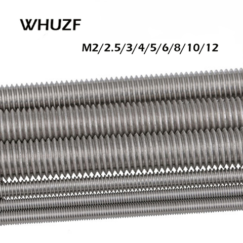 Резьбовой стержень Бесплатная доставка M2/2,5/3/4/5/6/8/10/12x250 мм 304 Нержавеющая сталь полностью резьбовые крепежные стержни серебристого цвета ► Фото 1/5