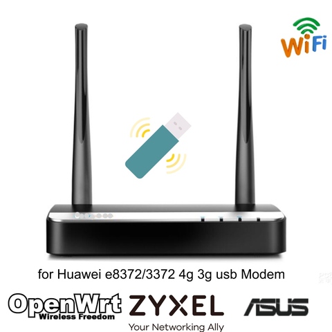 Беспроводной маршрутизатор 300 Мбит/с для Huawei e8372/3372 4g 3g usb модем Wi-Fi ретранслятор OPENWRT/DDWRT/Padavan/Keenetic omni II прошивка для ► Фото 1/6