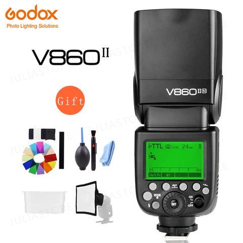 Внешняя вспышка Godox V860II-S, вспышка V860II-C, 860II-N, V860II-F, V860II-O, GN60, TTL, HSS для Sony, Nikon, Canon, Olympus, Fuji, литий-ионная батаеря ► Фото 1/6