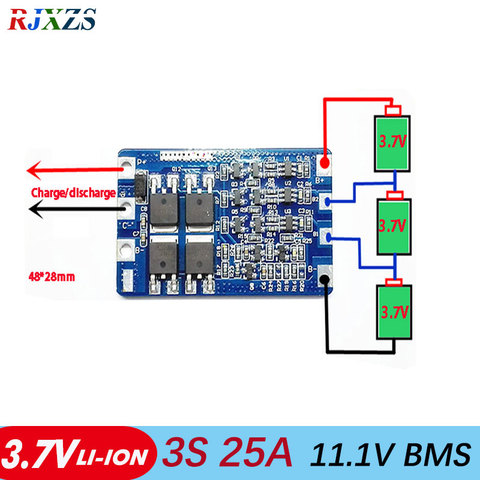 Защитная плата BMS PCM для литий-ионных аккумуляторов 3S, 25 А, 11,1 В, для самостоятельной сборки, bms pcm для литий-ионных аккумуляторов LicoO2, Limn2O4 ► Фото 1/2