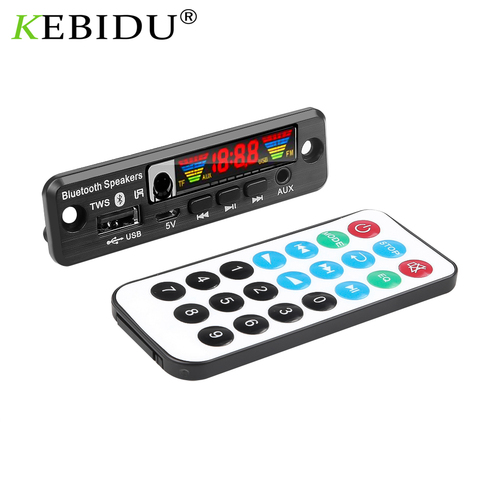 KEBIDU TWS Bluetooth 5,0 автомобильный комплект гарнитуры APE/MP3 декодер платы 5 в беспроводной FM радио TF USB 3,5 мм AUX аудио mp3-плеер ► Фото 1/6