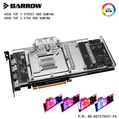 Игровой блок с полным покрытием Barrow GPU для ASUS TUF 3 5700XT /5700 O8G, материнская плата 5 В, синхронизация AURA GPU, кулер с графическим процессором, ... ► Фото 1/4