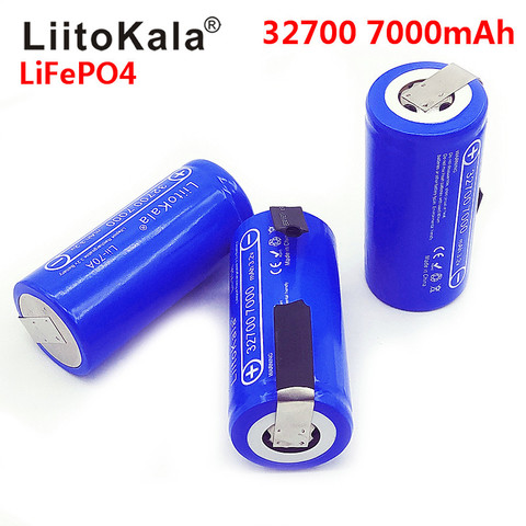 Батарейка LiitoKalaLiFePO4, 3,2 В, 32700, 7000 мА/ч, 6500 мА/ч, 35 А, с постоянным разрядом, максимальная сила тока 55 А, батарейка высокой мощности и никелевые пл... ► Фото 1/6