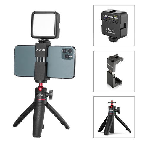Комплект для видеокамеры ULANZI Vlog 3 VL49, мини-штатив со светодиодной подсветкой, держатель телефона для цифровой зеркальной камеры, iPhone 11 Pro Max, в... ► Фото 1/6